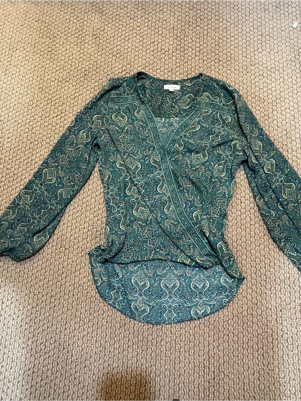 Max Studio Teal Paisley Wrap Blouse